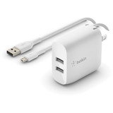 Belkin Boost↑Charge Dual USB-A Wall Charger 24W (USB-A to Micro-USB cable included) - Power Adapter