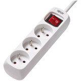 Tripp Lite 3-Outlet Power Strip French Type E Outlets 220-250V AC 16A 1.5 m Cord Type E Plug White