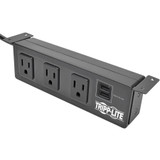 Tripp Lite Protect It! 3-Outlet Surge Protector with Mounting Brackets 10 ft. Cord 510 Joules 2 USB Charging Ports Black Housing