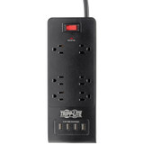 Tripp Lite 6-Outlet Surge Protector with 4 USB Ports (4.2A Shared) 6 ft. (1.83 m) Cord 900 Joules Black