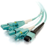 C2G 2m MPO to 4 Duplex LC Fiber Breakout Cable OM3 Riser Rated (OFNR) - Aqua