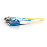 C2G 7m LC-ST 9/125 OS1 Duplex Singlemode PVC Fiber Optic Cable (USA-Made) - Yellow
