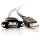 C2G 6in Panel-Mount USB 2.0 A Male to A Female Cable