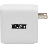 Tripp Lite Dual-Port Compact USB-C Wall Charger GaN Technology 68W PD Charging (50W+18W) White