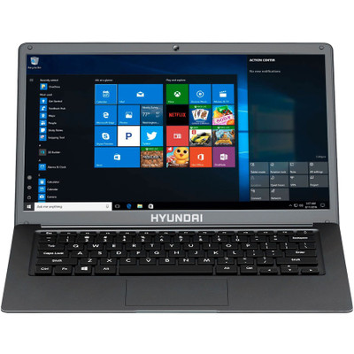 Hyundai HyBook, 14.1" Intel Celeron Laptop, 4GB RAM, 128GB Storage, 2.0MP Webcam, Expandable M.2 SATA SSD Slot, Windows 10 Professional, WiFi, Grey