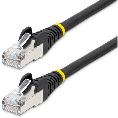 StarTech NLBK-2F-CAT6A-PATCH 2ft CAT6a Ethernet Cable, Black Low Smoke Zero Halogen (LSZH) 10 GbE 100W PoE S/FTP Snagless RJ-45 Network Patch Cord