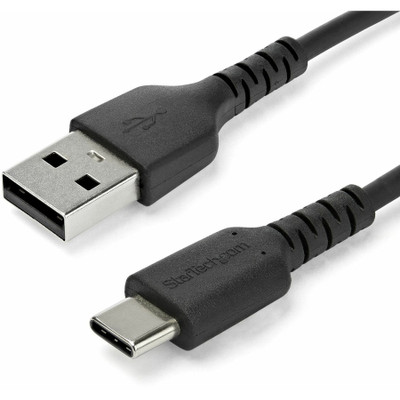 StarTech RUSB2AC1MB 1m USB A to USB C Charging Cable - Durable Fast Charge & Sync USB 2.0 to USB Type C Data Cord - Aramid Fiber M/M 3A Black