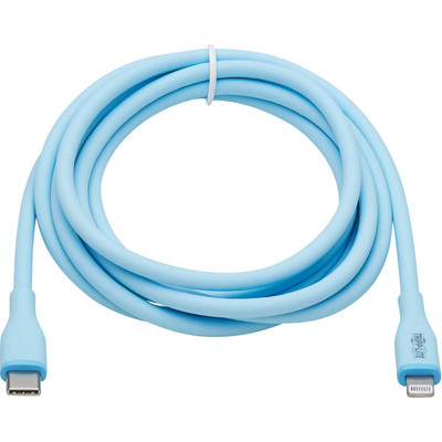 Tripp Lite M102AB-006-S-LB Safe-IT USB-C to Lightning Sync/Charge Antibacterial Cable, Ultra Flexible, MFi Certified - USB 2.0 (M/M), Light Blue, 6 ft. (1.83 m)