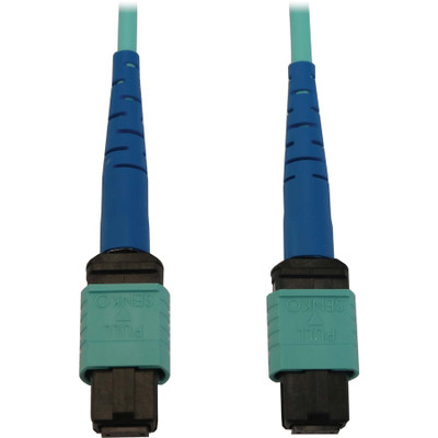 Tripp Lite N846B-01M-24-P 40/100/400G Multimode 50/125 OM3 Fiber Optic Cable (24F MTP/MPO-PC F/F) LSZH Aqua 1 m (3.3 ft.)