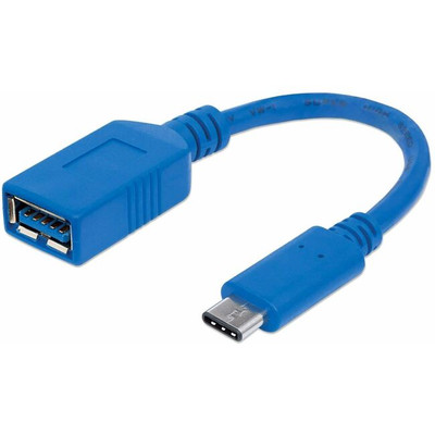 Manhattan 353540 SuperSpeed USB 3.1 Gen1 Type-C Male to Type-A Female Device Cable, 5 Gbps, Blue, 6"