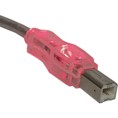 QVS CC2209C-03RDL USB 2.0 480Mbps Type A Male to B Male Translucent Cable with LEDs