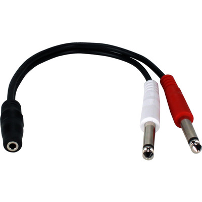 QVS CC399TS-Y 3.5mm Female to Dual-1/4 TS Male Adaptor Cable