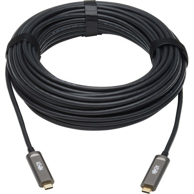 Tripp Lite U420F-15M-D3 USB-C AOC Cable (M/M) USB 3.2 Gen 2 (10 Gbps) Plenum-Rated Fiber Active Optical Cable Data Only Black 15 m (49 ft.)