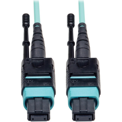 Tripp Lite N844-01M-12-P MTP/MPO Patch Cable with Push/Pull Tabs 12 Fiber 40GbE 40GBASE-SR4 OM3 Plenum-Rated Aqua 1M (3 ft.)