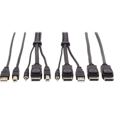 Tripp Lite P783-006-DPU DisplayPort KVM Cable Kit DP USB 3.5 mm Audio (3xM/3xM) + USB (M/M) + DP (M/M) 4K 6 ft. (1.83 m) Black