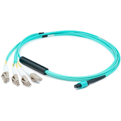 AddOn ADD-MPO-4LC15M5OM3 15m MPO (Female) to 8xLC (Male) 8-Strand Aqua OM3 Fiber Fanout Cable