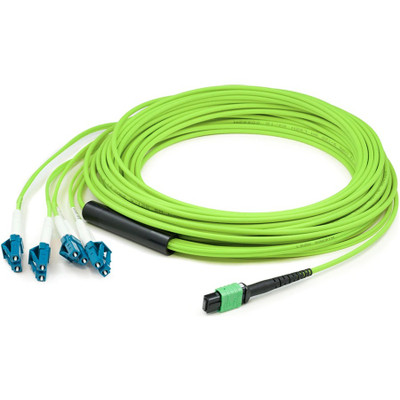 AddOn ADD-MPO-4LC8M5OM5 8m MPO (Female) to 8xLC (Male) 8-Strand Lime Green OM5 Fiber Fanout Cable