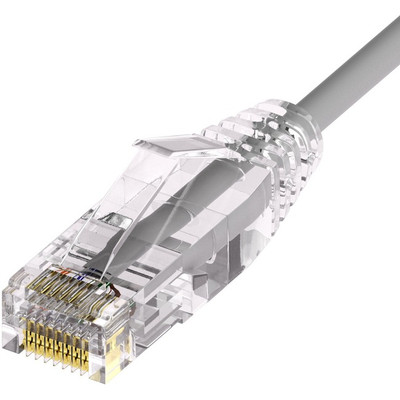 UNC CS6A-25F-GRY ClearFit Slim 28AWG Cat6A Patch Cable, Snagless, Gray, 25ft