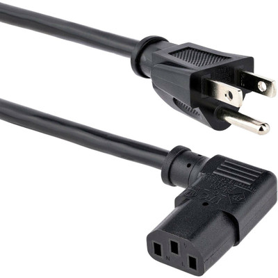 StarTech.com 3ft (1m )Computer Power Cord, NEMA 5-15P to Right Angle C13, 10A 125V, 18AWG, Replacement AC Power Cord, Monitor Power Cable