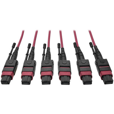 Tripp Lite N858-15M-3X8-MG MTP/MPO Multimode Base-8 Trunk Cable 24-Strand 40GB/100GB 40/100GBASE-SR4 OM4 Plenum-Rated (3xF/3xF) Push/Pull Tab Magenta 15 m (49 ft.)