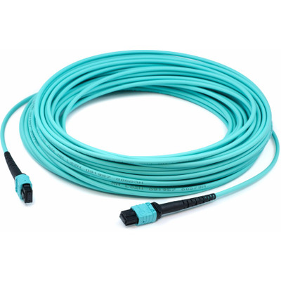 AddOn ADD-MPOMPO-0.5M5OM4 0.5m MPO (Female) to MPO (Female) 12-Strand Aqua OM4 Crossover Fiber OFNR (Riser-Rated) Patch Cable