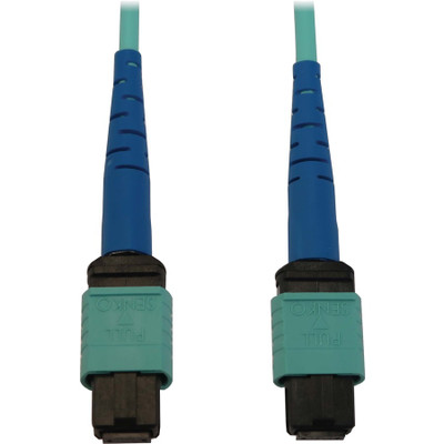 Tripp Lite N846B-05M-24-P 40/100/400G Multimode 50/125 OM3 Fiber Optic Cable (24F MTP/MPO-PC F/F) LSZH Aqua 5 m (16.4 ft.)