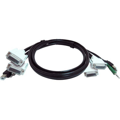 Black Box SKVMCBL-2DVI-06TAA Secure KVM Cable - Each end (1) USB, (1) or (2) Dual-Link DVI, (1) 3.5mm Audio