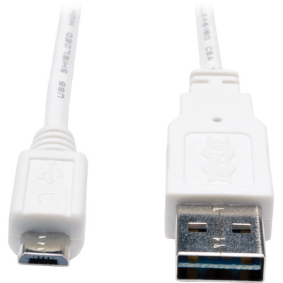 Tripp Lite UR050-003-WH Universal Reversible USB 2.0 Cable (Reversible A to 5Pin Micro B M/M) White 3 ft. (0.91 m)