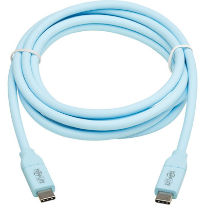 Tripp Lite U040AB-006CS5LB Safe-IT USB-C Cable (M/M), Antibacterial, Ultra Flexible, 240W PD Charging, Light Blue, 6 ft. (1.8 m)