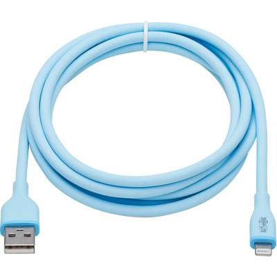 Tripp Lite M100AB-006-S-LB Safe-IT USB-A to Lightning Sync/Charge Antibacterial Cable (M/M), Ultra Flexible, MFi Certified, Light Blue, 6 ft. (1.83 m)