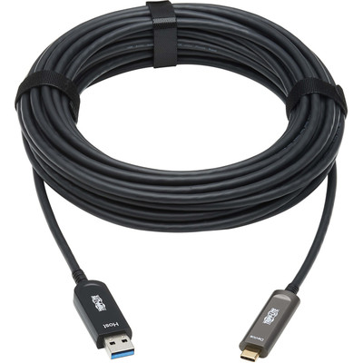 Tripp Lite U428F-15M-D321 USB-A to USB-C AOC Cable (M/M) USB 3.2 Gen 2 Plenum-Rated Fiber Active Optical Data Only Backward Compatible Black 15 m (49 ft.)