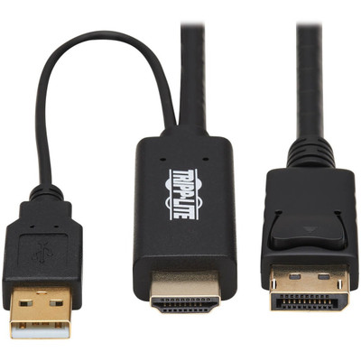 Tripp Lite P567-02M HDMI to DisplayPort Active Adapter Cable (M/M) - 4K, USB Power, Black, 2 m (6.6 ft.)