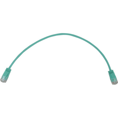 Tripp Lite N261-S01-AQ Cat6a 10G Snagless Molded Slim UTP Ethernet Cable (RJ45 M/M), PoE, Aqua, 1 ft. (0.3 m)