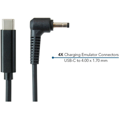 JAR Systems Emulator Charging Cables for Lenovo Devices 4-Pack of USB-C PD to 4.00 x 1.70 mm Connectors