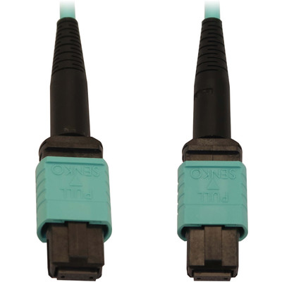 Tripp Lite N844B-01M-12-P 40/100/400G Multimode 50/125 OM3 Fiber Optic Cable (12F MTP/MPO-PC F/F) LSZH Aqua 1 m (3.3 ft.)