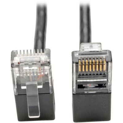 Tripp Lite N201-SR2-BK Right-Angle Cat6 Gigabit Snagless Molded Slim UTP Ethernet Cable (RJ45 M/M) Black 2 ft. (0.61 m)