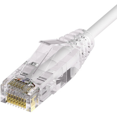UNC CS6A-02F-WHT Clearfit Slim Cat6A 28AWG Patch Cable, Snagless, White, 2ft
