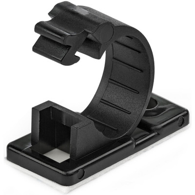 StarTech 100 Self Adhesive Cable Management Clips - Ethernet/Network Cable/Office Desk Cord Organizer - Sticky Wire Holder/Clamp Black - Medium