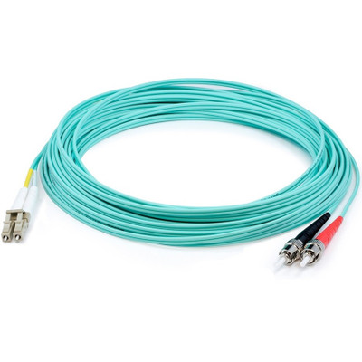 AddOn ADD-ST-LC-10M5OM3 10m LC (Male) to ST (Male) Aqua OM3 Duplex Fiber OFNR (Riser-Rated) Patch Cable