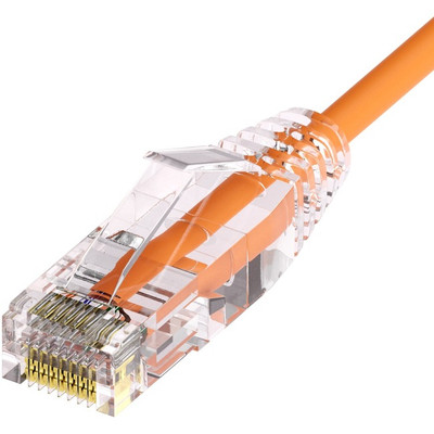 UNC CS6A-15F-ORG ClearFit Slim 28AWG Cat6A Patch Cable, Snagless, Orange, 15ft