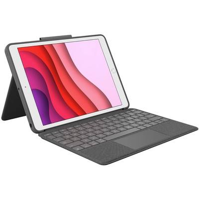Logitech Combo Touch Keyboard/Cover Case Apple, Logitech iPad (7th Generation), iPad (9th Generation), iPad (8th Generation) Tablet - Graphite