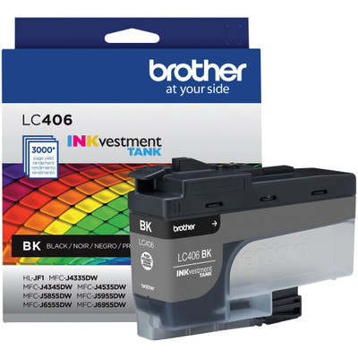 Brother INKvestment LC406BK Original Standard Yield Inkjet Ink Cartridge - Single Pack - Black - 1 Each