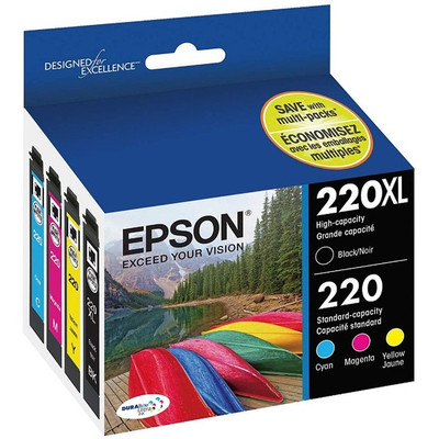 Epson DURABrite Ultra 220XL High/Standard Yield Inkjet Ink Cartridge - Combo Pack - Yellow, Cyan, Magenta, Black - 4 / Pack