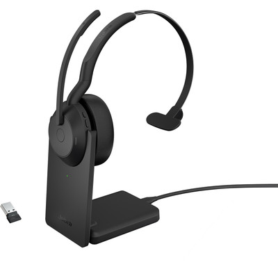 Jabra Evolve2 55 Headset - Link 380A - Microsoft Teams - Mono - with Charging Stand