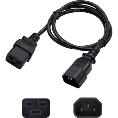 AddOn Power Cord - 4ft - C14 Male to C19 Female - 14AWG - 100-250V at 10A - Black