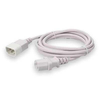AddOn Power Cord - 5ft - C13 Female to C14 Male (Locking) - 18AWG - 100-250V at 10A - White