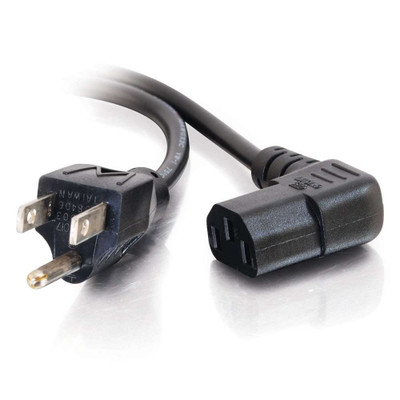 C2G 14 ft 18 AWG Universal Right Angle Power Cord (NEMA 5-15P to IEC320C13R)