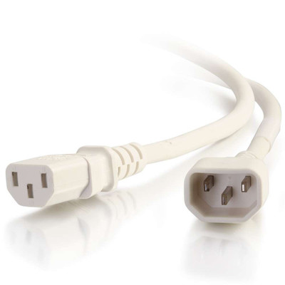 C2G 10 ft 18AWG Power Cord (IEC320C14 to IEC320C13) - White