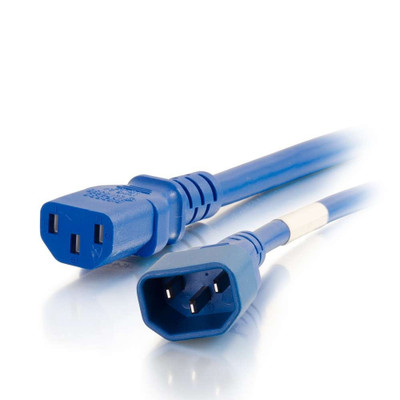C2G 1 ft 18AWG Power Cord (IEC320C14 to IEC320C13) - Blue