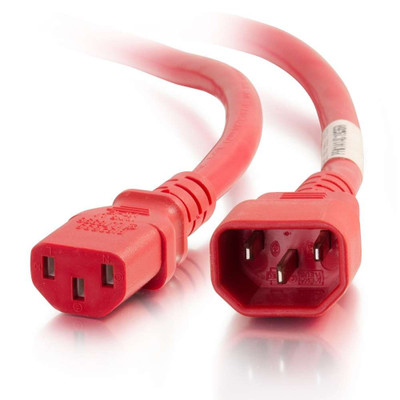 C2G 10 ft 18AWG Power Cord (IEC320C14 to IEC320C13) -Red